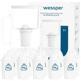 dzbanek-filtrujacy-szklany-wessper-3l-bialy-11x-filtr-aquaclassic