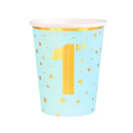kubek-niebieski-w-zlote-gwiazdki-roczek-220ml-6szt-pierwsze-urodziny