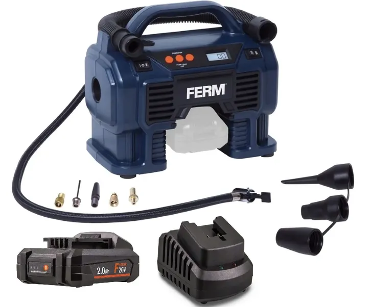 KOMPRESOR AKUMULATOROWY FERM Bezolejowy Sprężarka 11bar 20v + AKUMULATOR