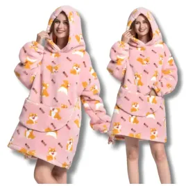 kocobluza-corgi-piesek-oversize-ciepla-bluza-koc-z-kapturem-zimowa