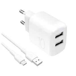ladowarka-sieciowa-2x-usb-a-prolite-10w-z-kablem-usb-a-usb-c-1-2m-biala