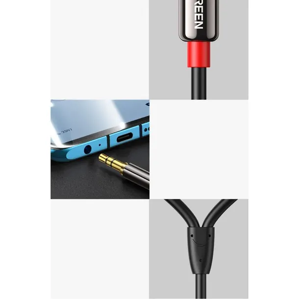 kabel-przewod-audio-3-5-mm-mini-jack-2rca-1-5m-czarny-ugreen-stan-nowy-stan-opakowania-oryginalne
