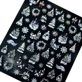 naklejki-na-paznokcie-3d-swiateczne-choinki-sniezynki-zlote-srebrne-holo