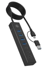 hub-icybox-ib-hub1737-c3-7-portow-3x-usb-c-4x-usb-a-5-gbps-zasilacz-kabel