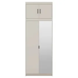 szafa-dwudrzwiowa-bezowa-z-nadstawka-laminat-z-lustrem-87-cm-lena
