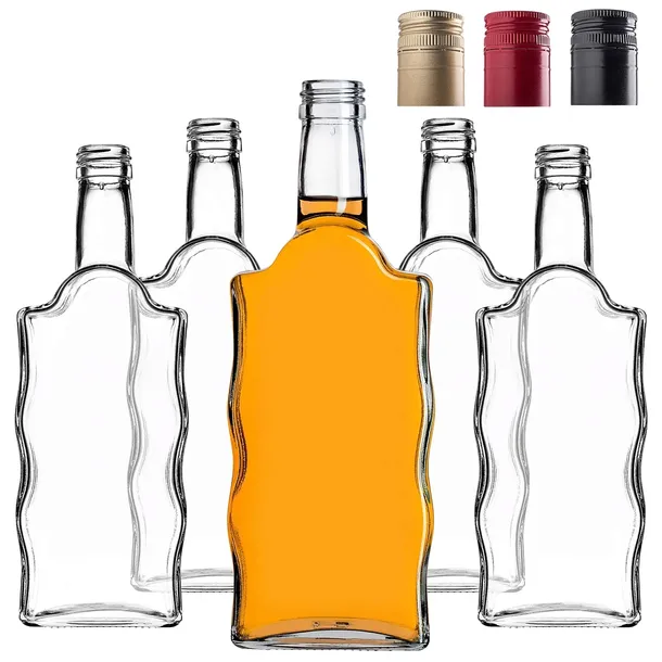 5 SZT. BUTELKA SZKLANA na NALEWKI WINO SOK LIKIERY BIMBER FALA 500ml 0,5 L
