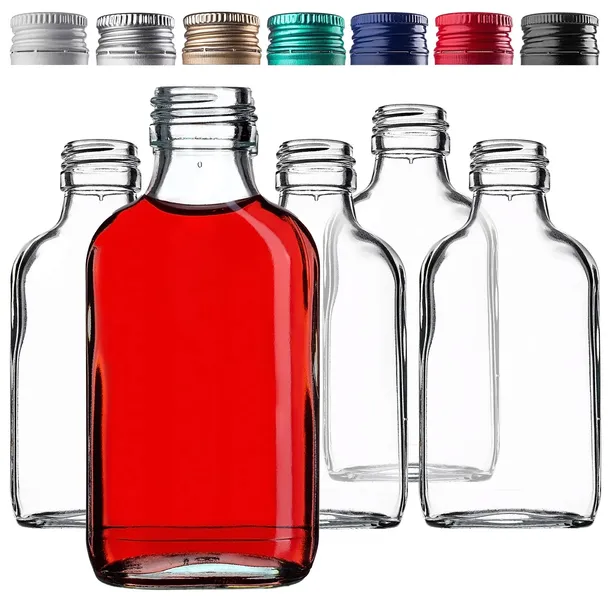 100x BUTELKI PIERSIÓWKA SZKLANA 100 ml BUTELKA NA NALEWKI BIMBER WESELNE