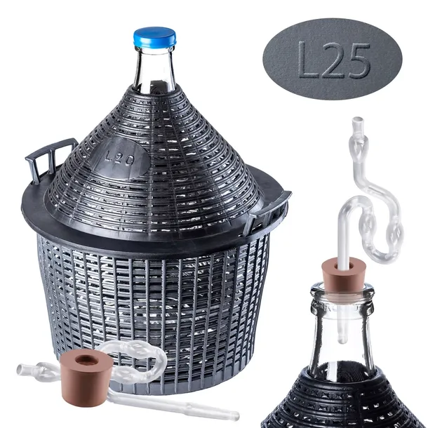 GĄSIOR NA WINO 25L BALON DO WINA W KOSZU DYMION DAMA ZESTAW RURKA KOREK 3EL