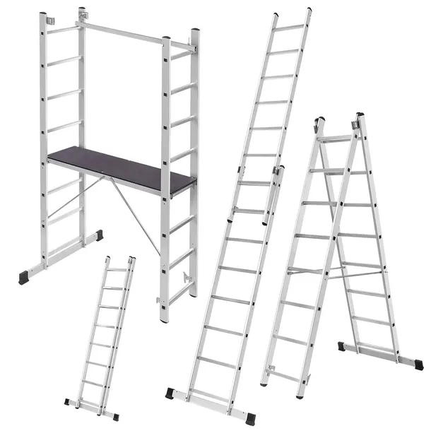 RUSZTOWANIE ALUMINIOWE MINI 2x8 STOPNI PODEST ROBOCZY SKŁADANY DRABINA 3w1