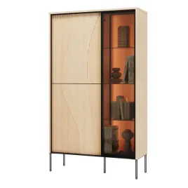 witryna-na-nozkach-z-led-dab-vincenza-bielona-czarny-flowfw-01-92x157x34cm