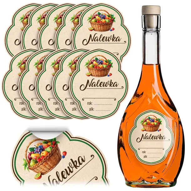 10x ETYKIETY NAKLEJKI SAMOPRZYLEPNE NA NALEWKI DOMOWE ALKOHOL BUTELKI WÓDKĘ