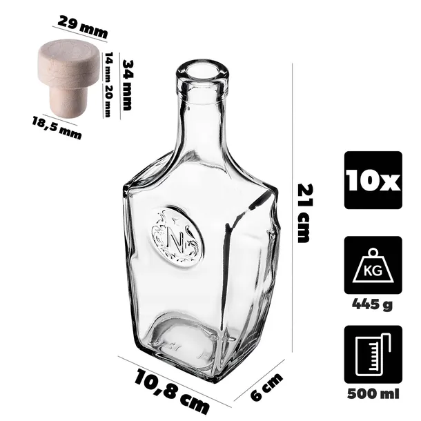 10x-butelka-szklana-500-ml-05l-na-nalewki-wino-bimber-wina-likier-korek-stan-opakowania-oryginalne