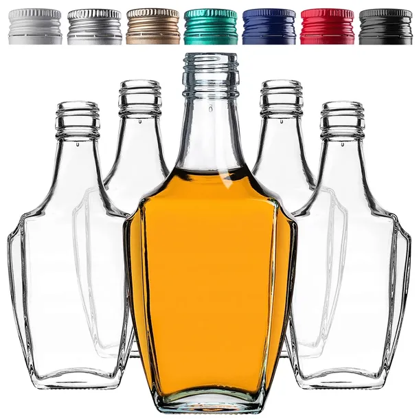BUTELKA SZKLANA BUTELKI SZKLANE 250 ml NA NALEWKI WINO WÓDKĘ ZAKRĘTKI 5 szt