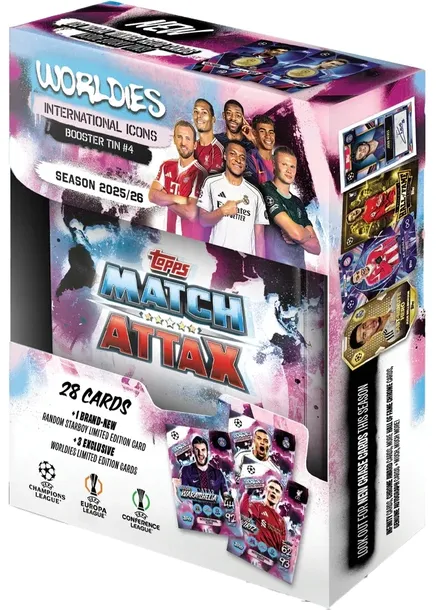 TOPPS Match Attax Champions League Booster TIN #4 25/26 ICONS KARTY