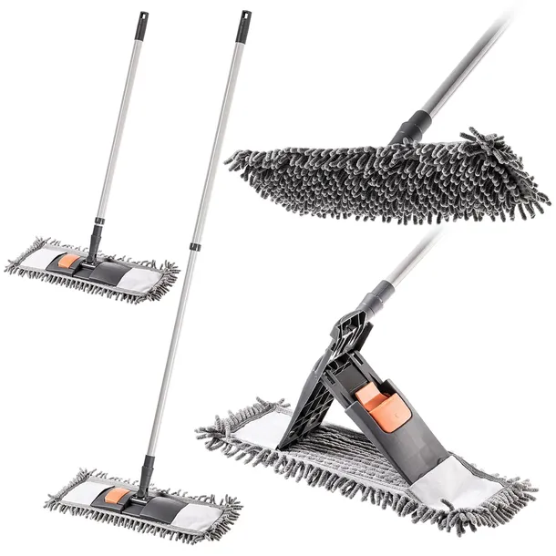 MOP PŁASKI OBROTOWY DO MYCIA PODŁOGI WKŁAD 40 cm MIKROFIBRA KIJ TELESKOPOWY