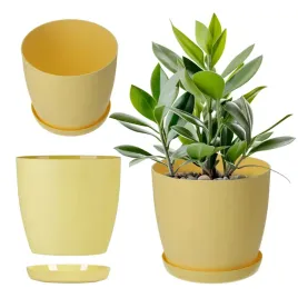 doniczka-oslonka-donica-na-kwiaty-16cm-z-podstawka-matowa-zolta-do-salonu