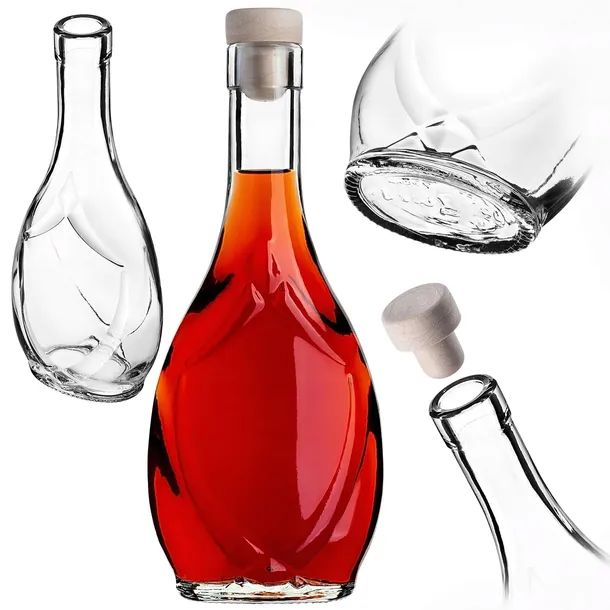 BUTELKA SZKLANA ICONA 250 ml NA WINO NALEWKI SOKI LIKIER BIMBER Z KORKIEM