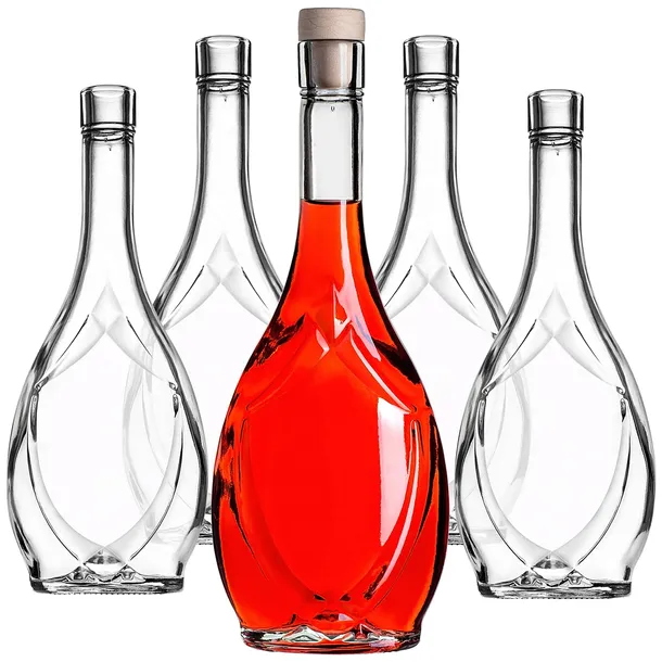 5x BUTELKI SZKLANE ICONA 500ml 0,5L NA NALEWKI WINO BIMBER SOK Z KORKIEM