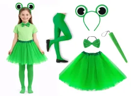 stroj-zabka-opaska-ogon-muszka-spodniczka-tutu-rajstopy-zielone-6-10lat