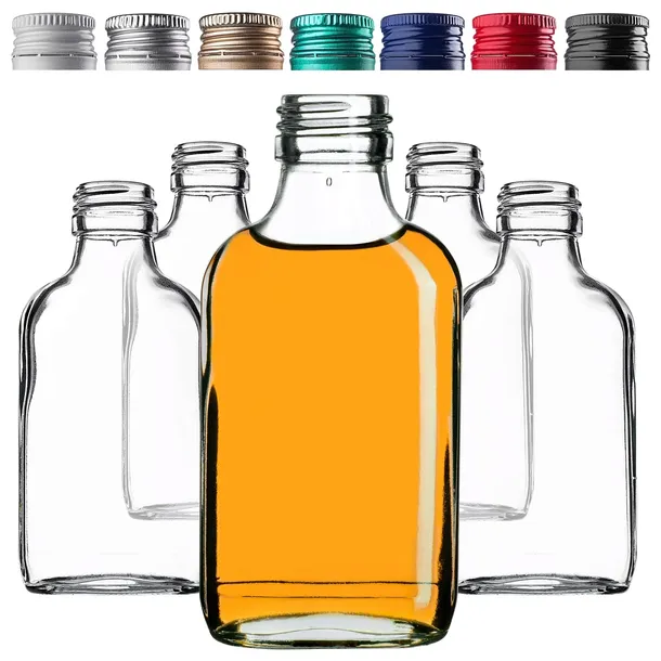 10x BUTELKI PIERSIÓWKA SZKLANA 100 ml BUTELKA NA NALEWKI BIMBER WESELNE