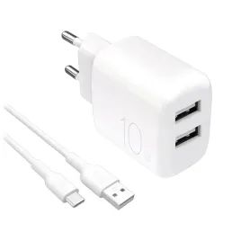 ladowarka-sieciowa-2x-usb-a-prolite-10w-z-kablem-usb-a-usb-c-1-2m-biala