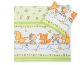 posciel-do-wozka-z-wypelnieniem-kolderka-i-poduszka-lesne-zwierzatka-ziel