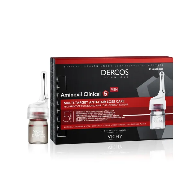 VICHY AMINEXIL CLINICAL 5 Męski Płyn, Kuracja Przeciw Wypadaniu Włosów 21x6