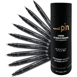 cienkopisy-kreslarskie-uni-pin-200-zestaw-czarne-9-uni