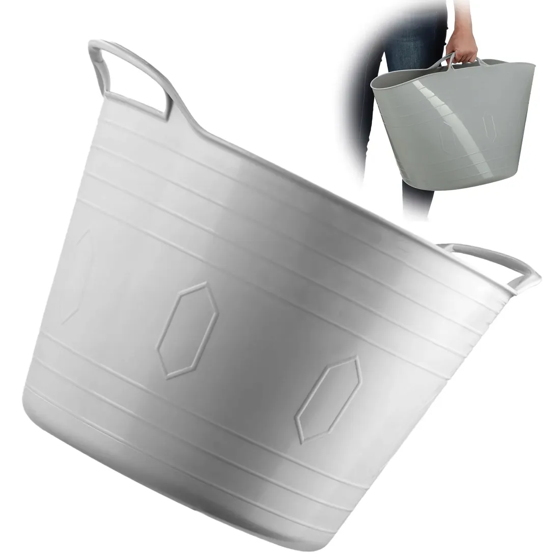 pojemnik-elastyczny-kosz-mocny-wiadro-ogrodowy-budowlane-mocne-szary-42l-stan-nowy