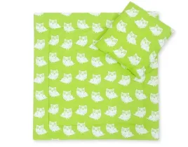 posciel-do-wozka-z-wypelnieniem-kolderka-i-poduszka-sowy-na-zieleni-bobon