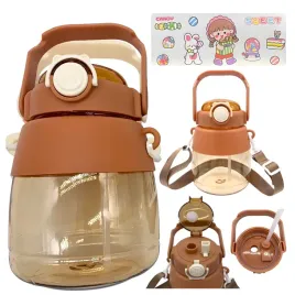 bidon-butelka-na-wode-1l-ze-slomka-i-smycza-naklejki-dla-dzieci-brazowy