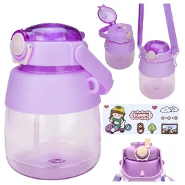 bidon-butelka-na-wode-1l-ze-slomka-i-smycza-naklejki-dla-dzieci-fioletowy