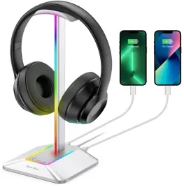 new-bee-z8-stojak-podstawka-led-na-sluchawki-hub-usb-c-2x-usb-srebrny