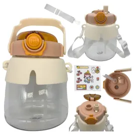 bidon-butelka-na-wode-1l-ze-slomka-i-smycza-naklejki-dla-dzieci-bezowy