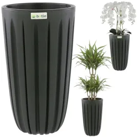 donica-na-kwiaty-wysoka-wklad-h-50cm-antracytowa-okragla-zlobienia-matowa