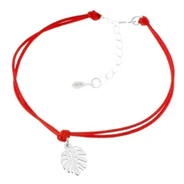bransoletka-srebrna-lisc-monstera-sznurek-kolory-srebro-925