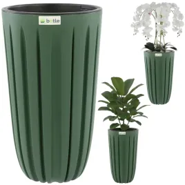 donica-na-kwiaty-wysoka-wklad-h-50cm-zielona-okragla-zlobienia-matowa-styl