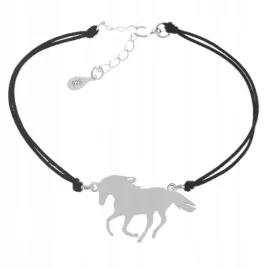 mustang-bransoletka-sznurek-srebro-kolory