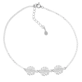 bransoletka-srebrna-lisc-monstera-trzy-zawieszki-srebro-925