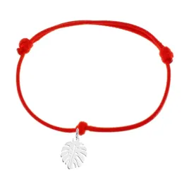 bransoletka-srebrna-lisc-monstera-sznurek-kolory-srebro-925