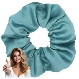 gumka-do-wlosow-satynowa-scrunchies-turkusowa-bezpieczna-matowa-wygodna