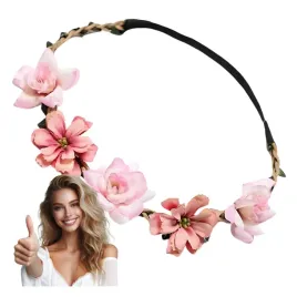 wianek-opaska-z-kwiatami-na-glowe-rozowy-wygodny-na-gumce-do-wlosow-boho