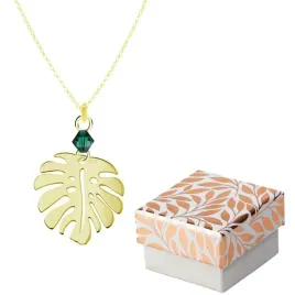 naszyjnik-srebrny-zlocony-lisc-monstera-i-swarovski-bicone-srebro-925
