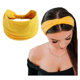 opaska-do-wlosow-zolta-turban-na-glowe-szeroka-elastyczna-mila-w-dotyku