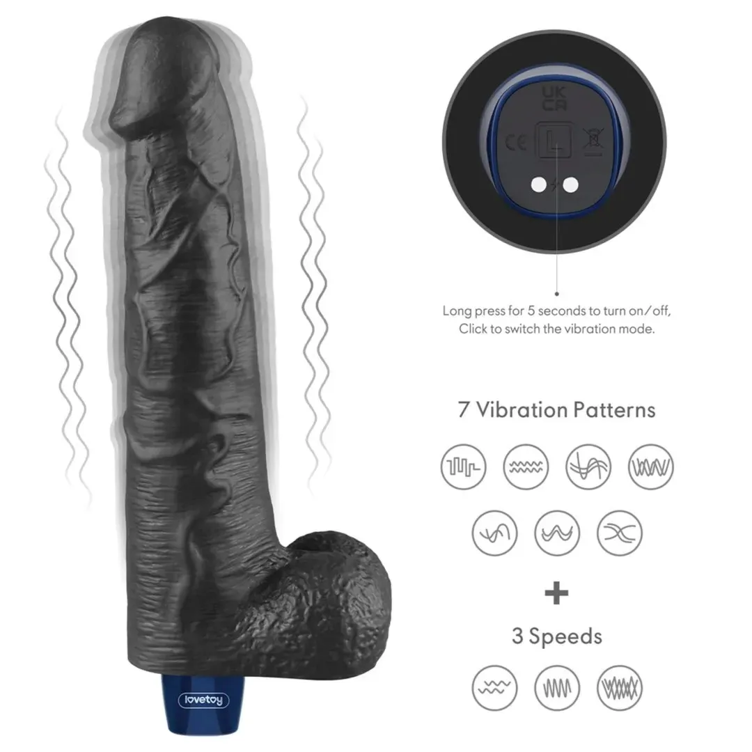 10-5-real-softee-rechargeable-tpe-vibrating-dildo-black