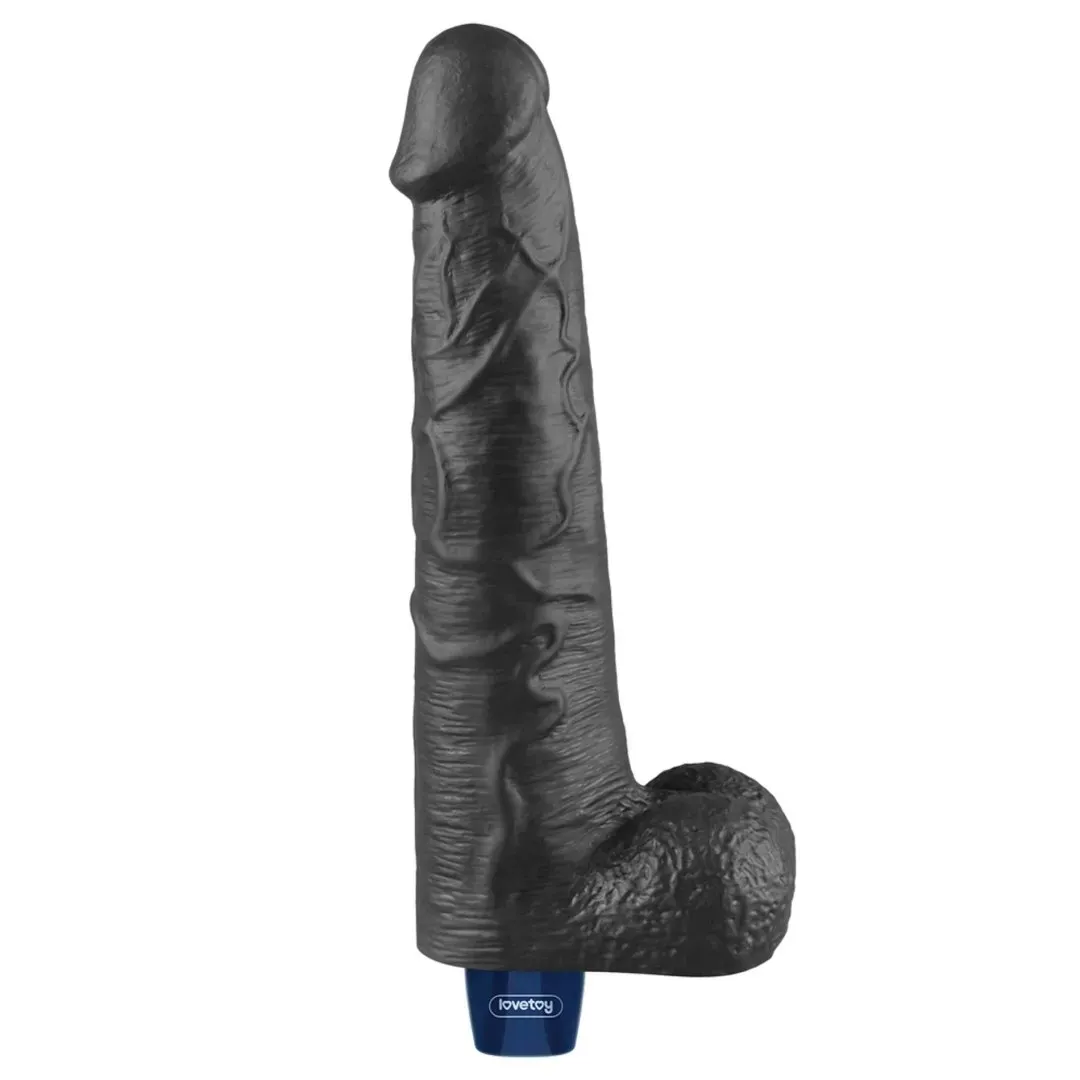 10-5-real-softee-rechargeable-tpe-vibrating-dildo-black