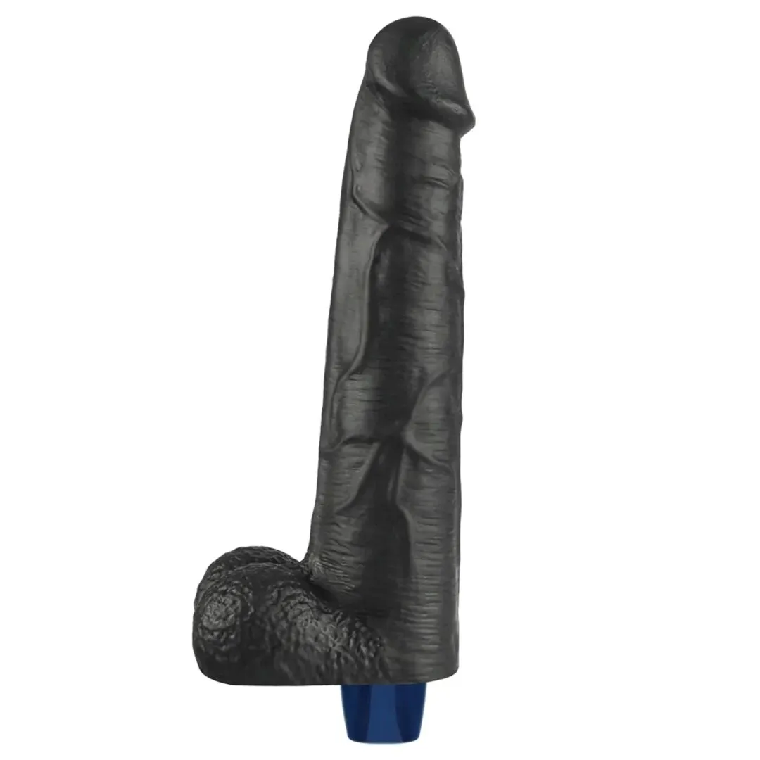 10-5-real-softee-rechargeable-tpe-vibrating-dildo-black