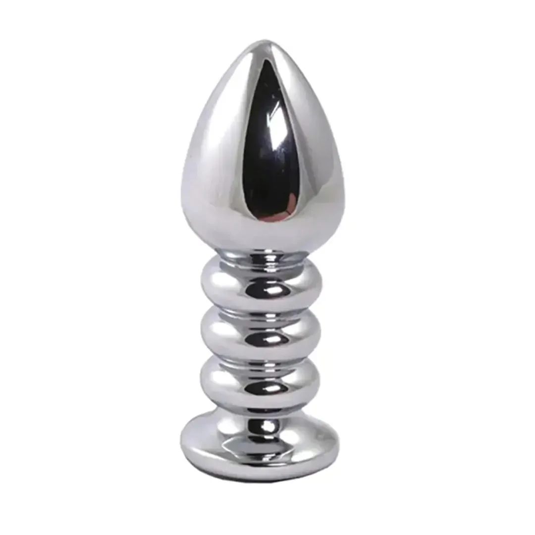 silver-large-ribbed-butt-plug-with-black-crystal