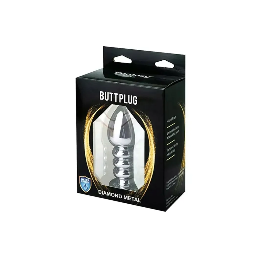 silver-large-ribbed-butt-plug-with-black-crystal