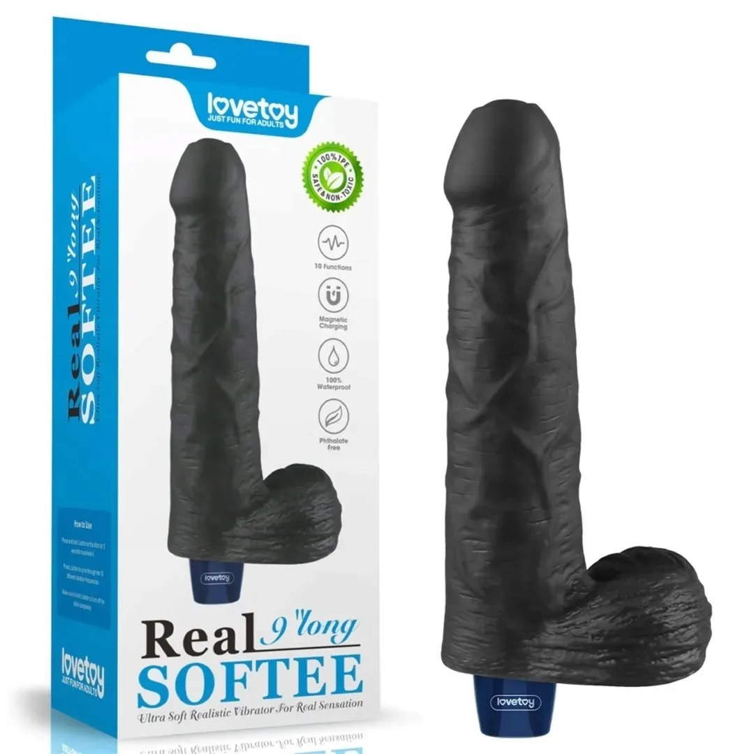 9-real-softee-rechargeable-tpe-vibrating-dildo-black